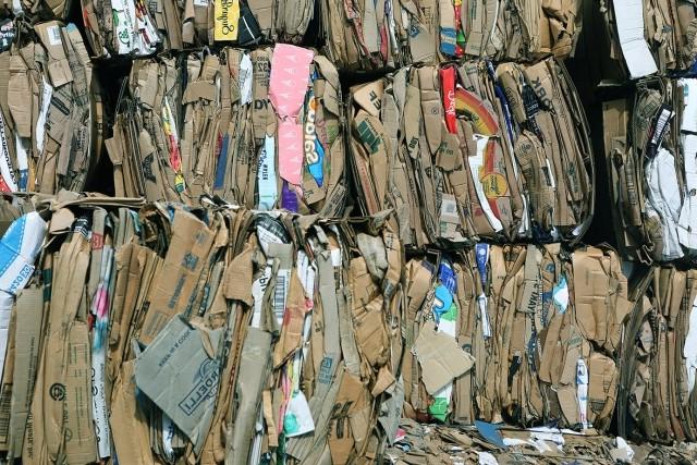 Bundled containerboard ready for recycling